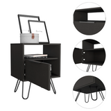 Nightstand - Industrial - Black - Hairpin Legs with Drawer & Shelf
