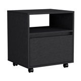 Nightstand - Modern - Laminated Particle Board - Black - Casters