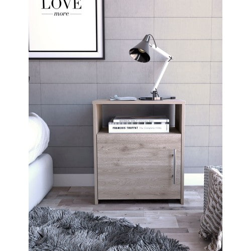 Nightstand Side Cabinet - Light Gray - Single Door & Handle
