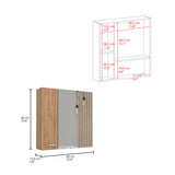 Medicine Cabinet with Four Internal Shelves, Pine Finish