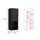 Medicine Cabinet with Door and Open Shelves, Black