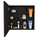 Oman Medicine Cabinet - Single Door, 3 Internal + 2 External Shelves, Black