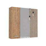 Medicine Cabinet with Four Internal Shelves, Pine Finish