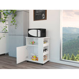 Lower Microwave Cabinet - Single Door - Three Side Shelves - White