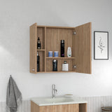 Medicine Cabinet with Four Internal Shelves, Pine Finish