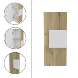 Medicine Cabinet - Single Door - White & Light Oak - Three Shelves