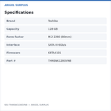 Toshiba 128GB specs