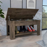Storage Bench - Lift Top - Dark Brown - 36" Wide With Lower Shelf
