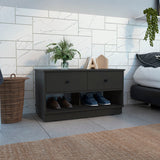 Storage Bench with 2 Drawers and 2 Open Shelves, Black