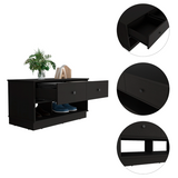 Storage Bench with 2 Drawers and 2 Open Shelves, Black