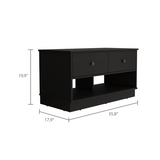 Storage Bench with 2 Drawers and 2 Open Shelves, Black