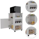 Lower Microwave Cabinet - Single Door - Three Side Shelves - White