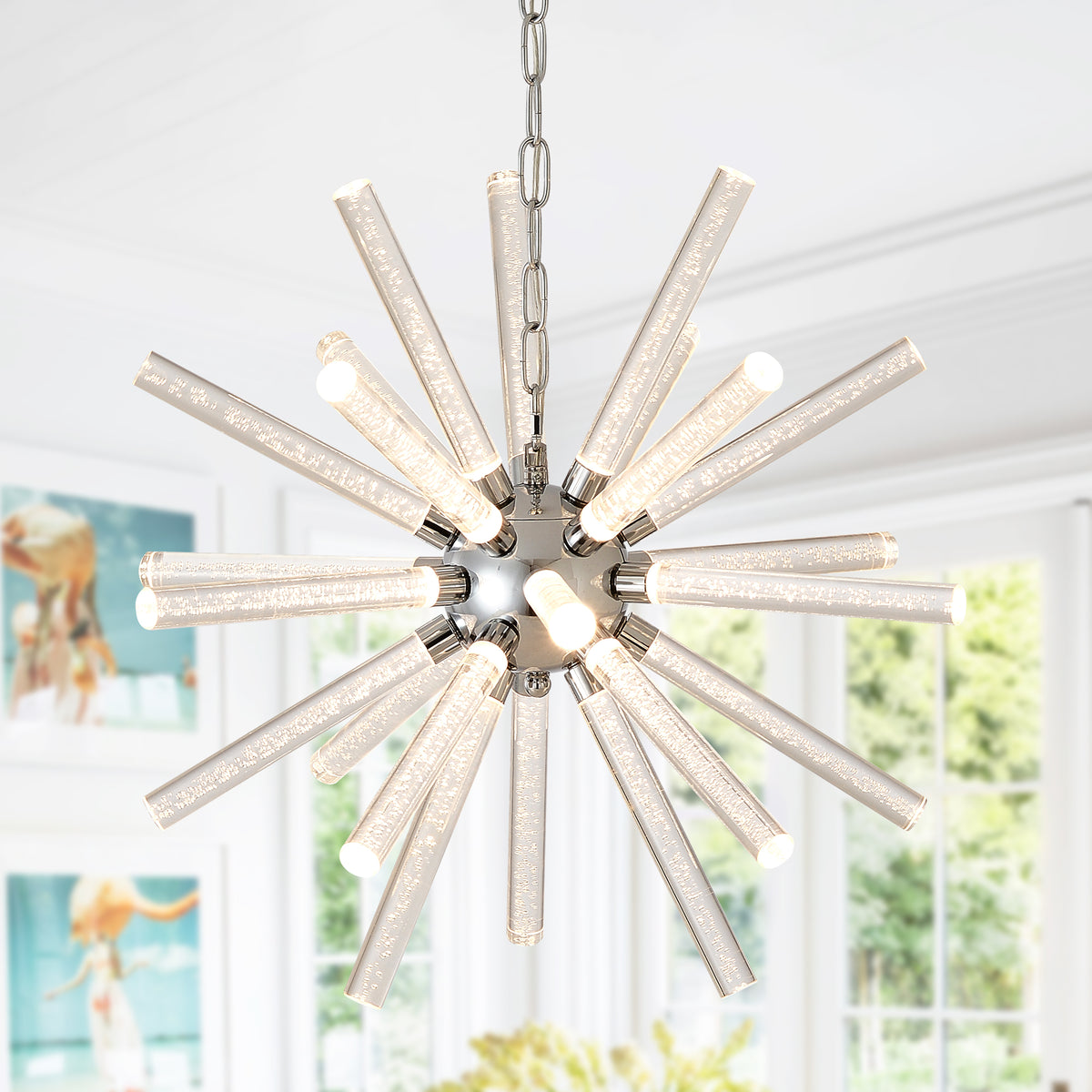 24-Light Bubble Pillar Chandelier