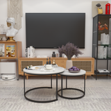 Round Wood Nesting Tables Set of 2 White