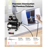 Airbrush Kit, 1/6 HP, Air Brush Kit with Air Compressor and Tank, 1 Dual-Action