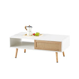 Solid Wood Coffee Table with Storage White