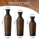 Hand-Woven PVC Rattan Vases, Set of 3 Brown Floor Vases for Home Decor