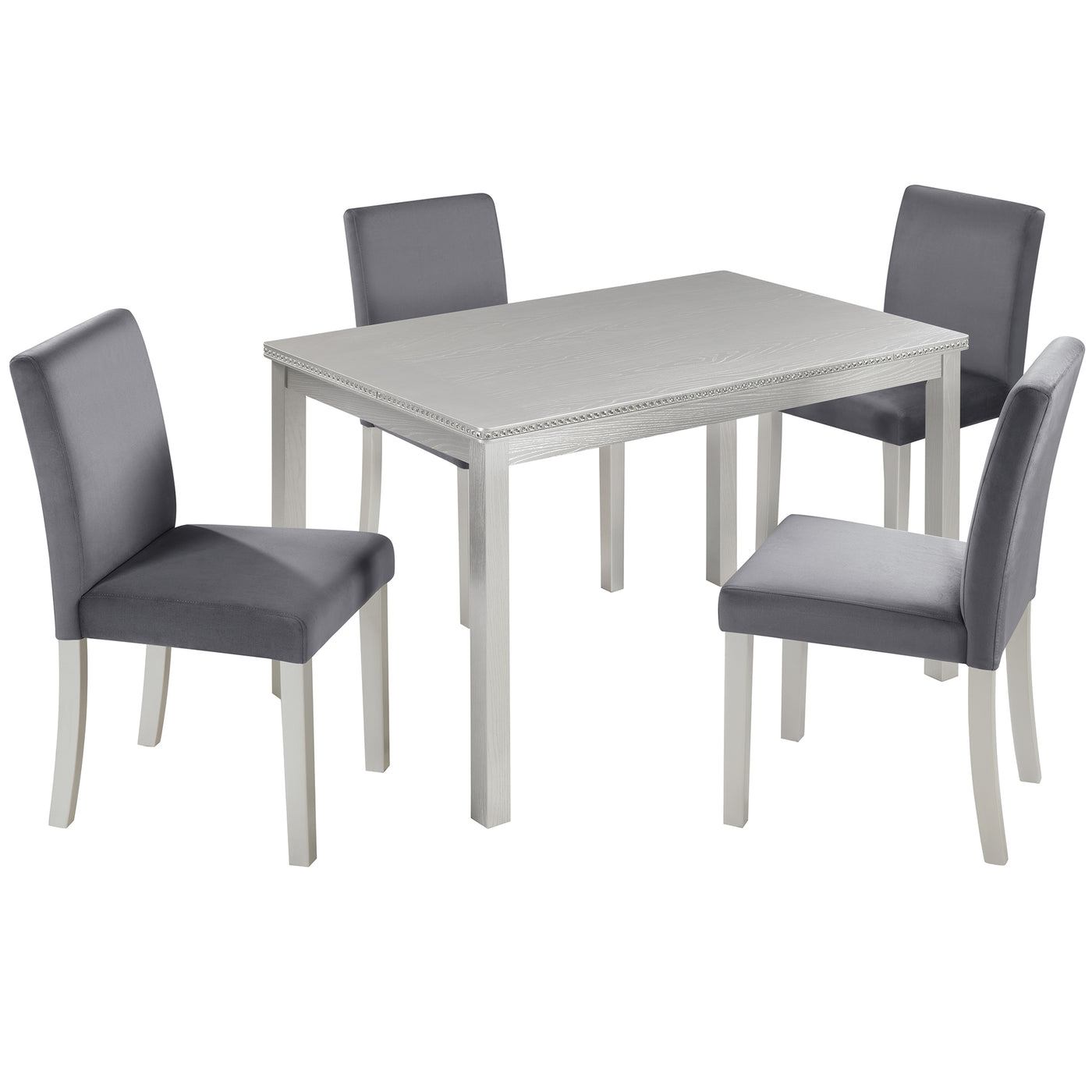 5-Piece Wooden Dining Table Set with 4 Upholstered Chairs