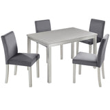 5-Piece Wooden Dining Table Set with 4 Upholstered Chairs