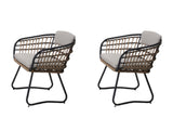 Outdoor Patio Furniture Set of 2 Wicker Beige