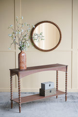 Rustic Brown Wood Console Table 47x14x30 Spiral Legs