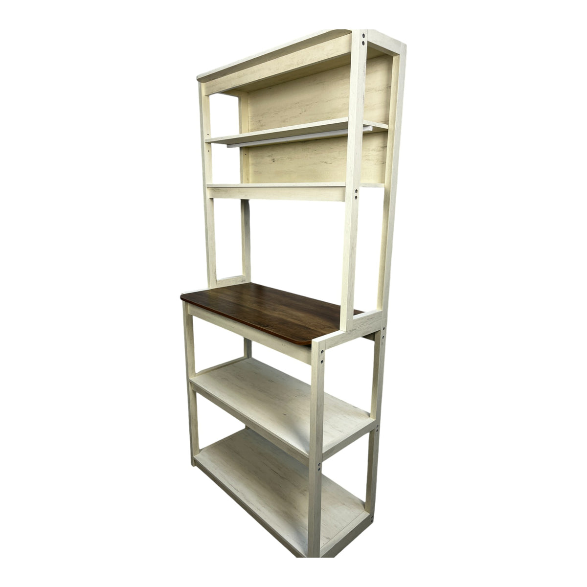 31.50" White and Rustic Brown color 5-Tier Bakers Rack for Kitchen