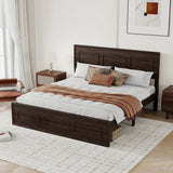 Queen Pine Platform Bed Brown