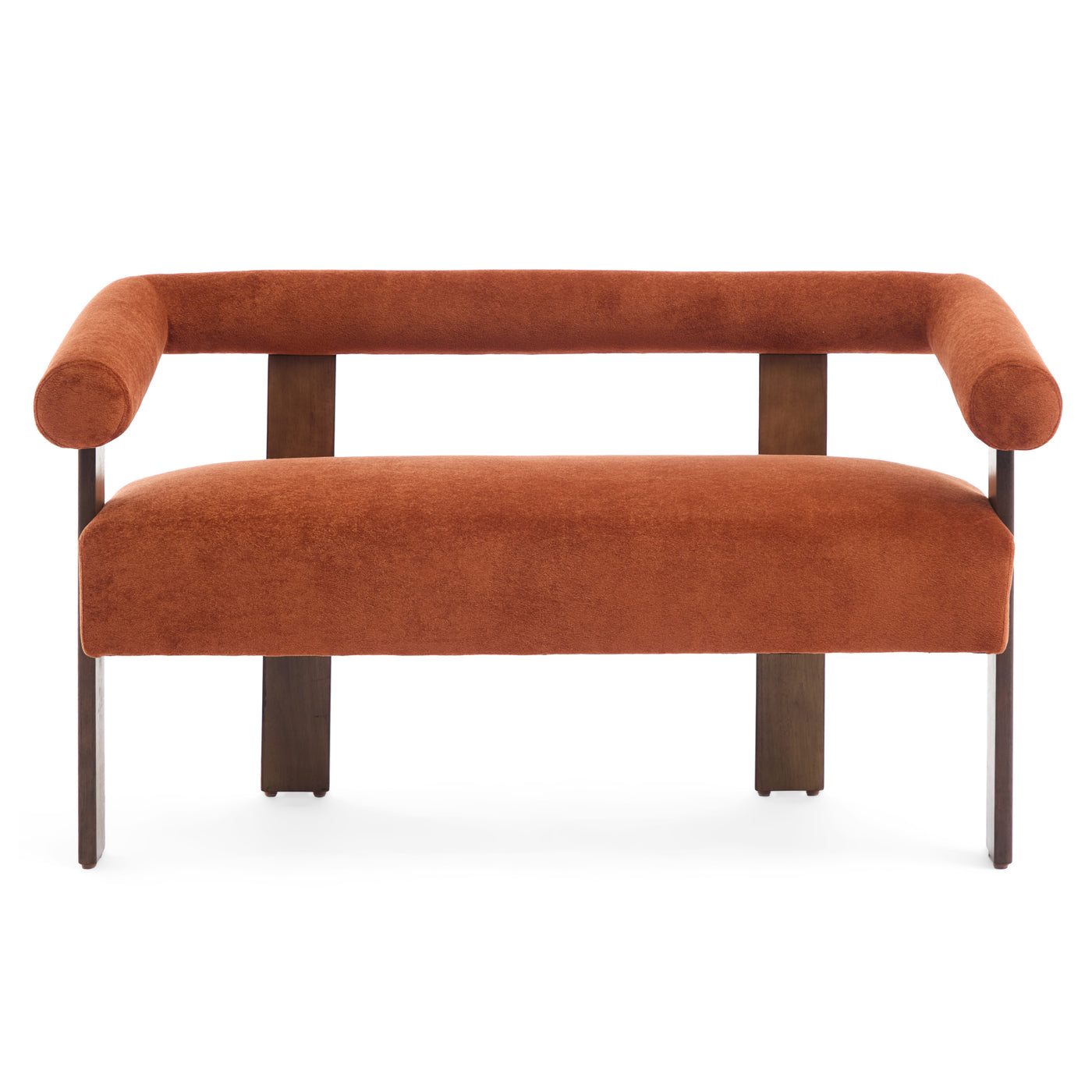 Round armrest loveseat(Dark orange+Brown)