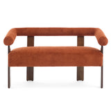 Round armrest loveseat(Dark orange+Brown)