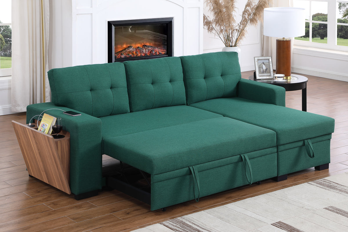 Linen Sofa Green 92"