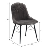 Side Chair Set of 2 - Dark Gray Fabric - Channel Tufted Back
