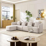 Sofa L-Shape Modular Velvet Beige 4-Seat Pocket Spring 118in