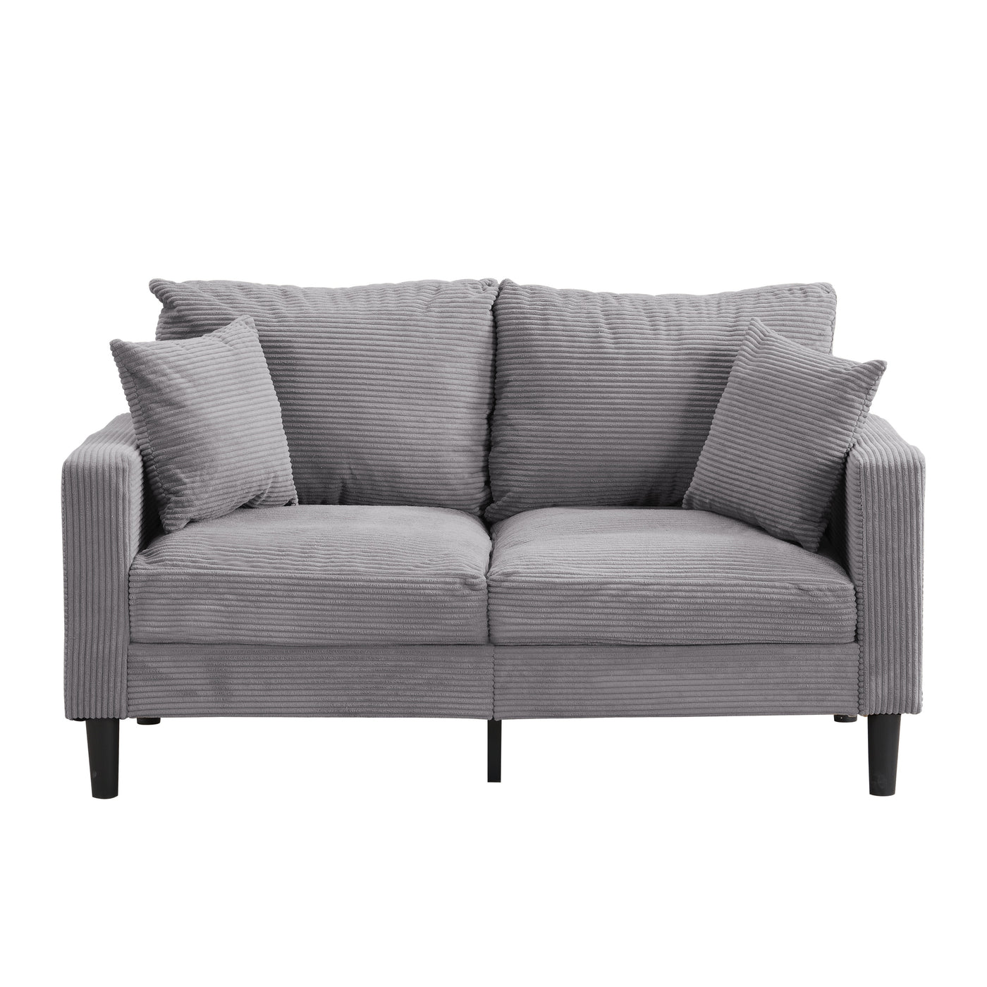 Modern Upholstered 2-Seat Loveseat Sofa, Light Gray Corduroy