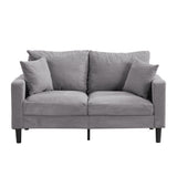 Modern Upholstered 2-Seat Loveseat Sofa, Light Gray Corduroy