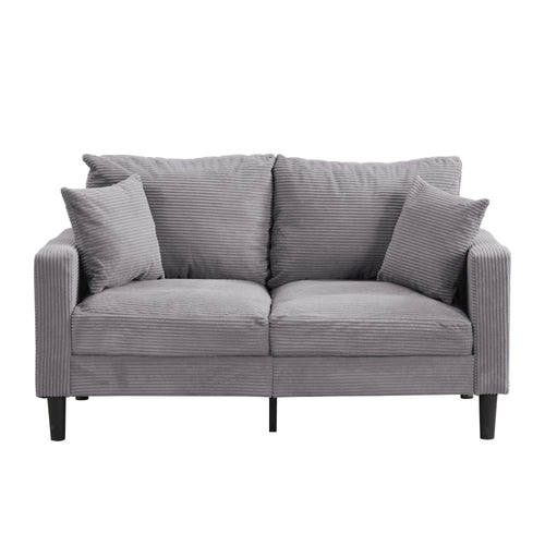 Modern Upholstered 2-Seat Loveseat Sofa, Light Gray Corduroy