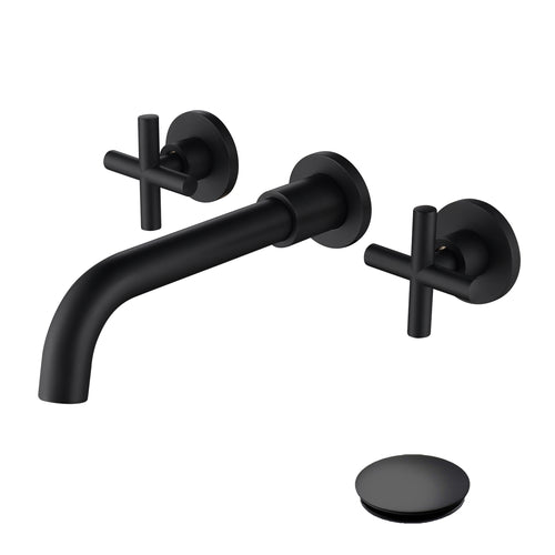 Wall Mounted Bathroom Sink Faucet with Pop-Up Drain