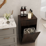 Walnut Woodgrain Tilt-Out Trash Can Cabinet Wave Drawer