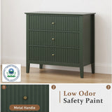 3-Drawer Engineered Wood Nightstand Green
