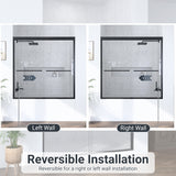 56"-60"W*60" H Semi-Frameless Double Sliding Shower Door, Bypass Shower Door