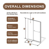 44-48.in W x 72.in H Pivot Shower Door