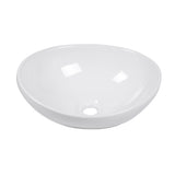Modern European Style Oval Ceramic Vessel Bathroom Sink in White, 16x13 Inch