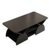 Round Engineered Wood Coffee Table with Storage Black
