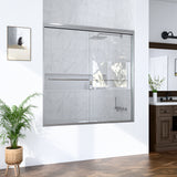 56"-60"W*60" H Semi-Frameless Double Sliding Shower Door, Bypass Shower Door