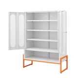 White Metal Double Door Shoe Cabinet 31.49"x13.77"x46.45