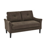 Tufted Loveseat in Dark Brown with Polyester Upholstery and Sturdy Plastic Legs, 56.3 x 30.3 x 33.8 inches
