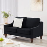 Black 2-Seater Velvet Loveseat Sofa with Removable Covers