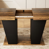 Engineered Wood Dining Table with Storage Black/Rustic Brown 44"