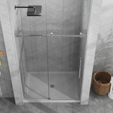 48x72 Frameless Sliding Shower Door Combo w/ White Base