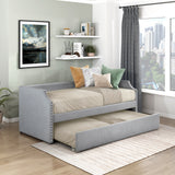 Daybed with Trundle Wood Light Gray
