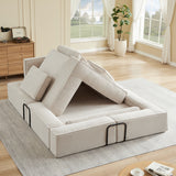 Sectional Sofa Modular Suede Khaki 4 Seat Deep Seat Configurable